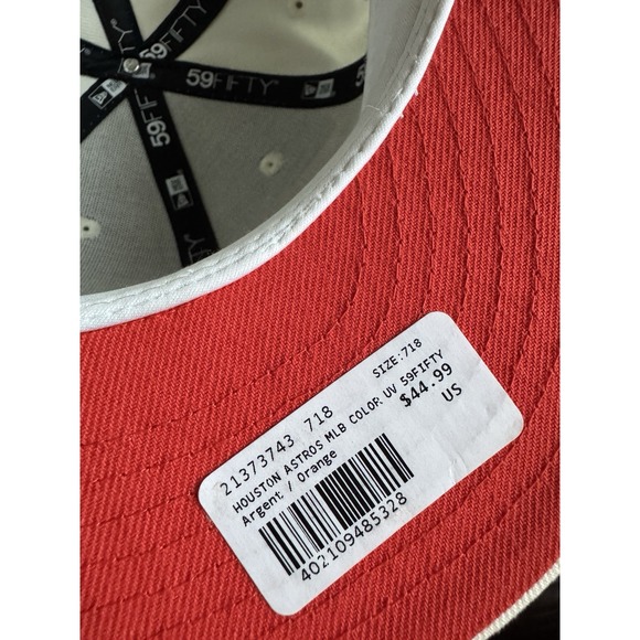 RARE Houston Astros Apollo 11 New Era 59Fifty SZ 7 1/8 Fitted Hat Argent Orange - Picture 6 of 7